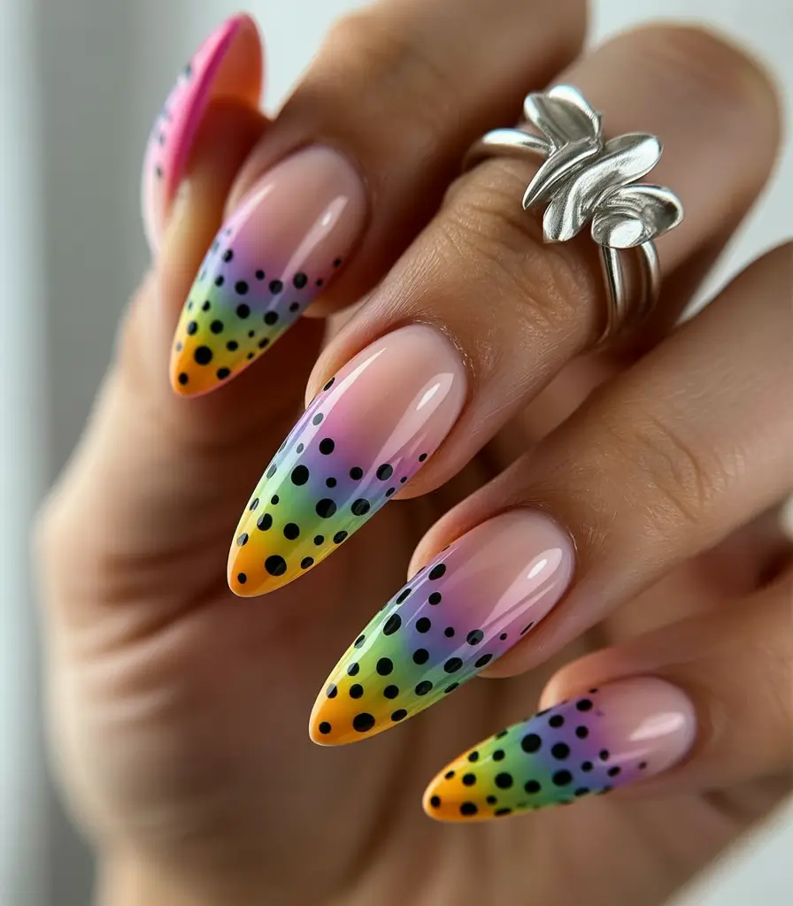 y2k nails Pastel Gradient Dots