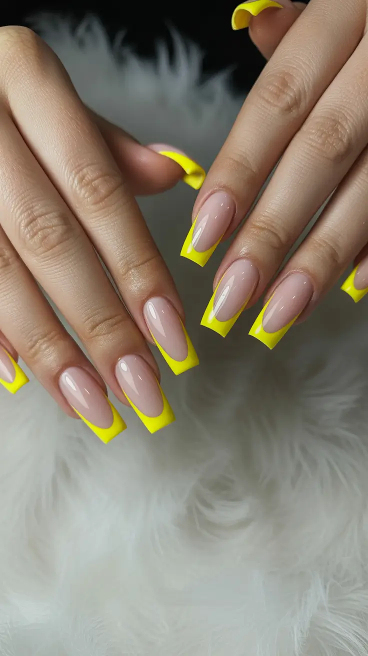 yellow nails Classic Yellow French Tips With Clean Lines