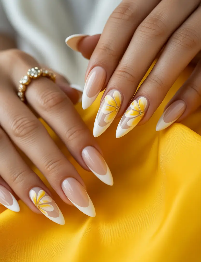 yellow nails Glossy Yellow With Almond Simplicity