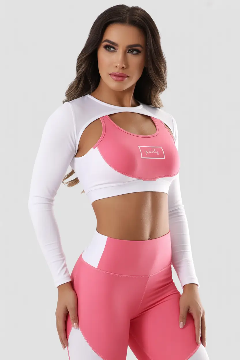 Spring workout outfits Soft Pink and White for a Polished Feminine Mood