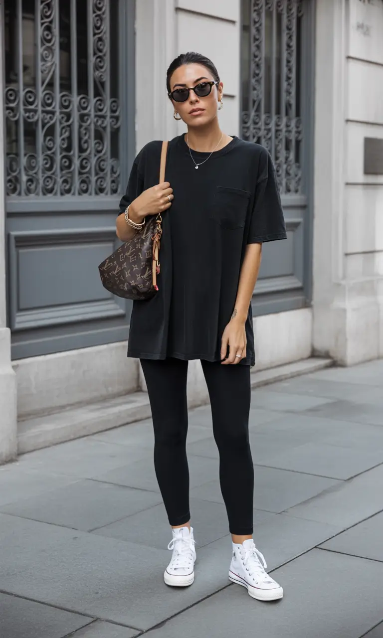 24 chic leggings outfit spring 2026 Casual Black That Never Needs Explaining
