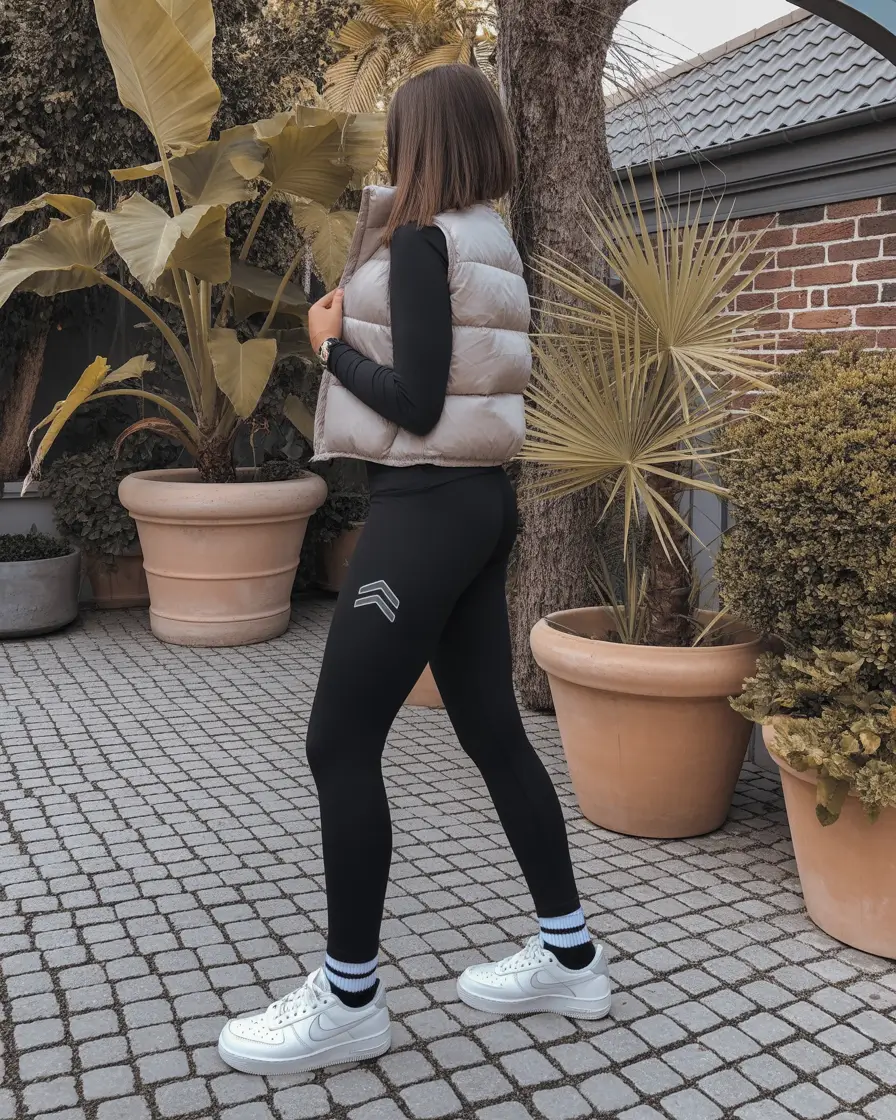 24 chic leggings outfit spring 2026 Black Flair with Sporty Structure