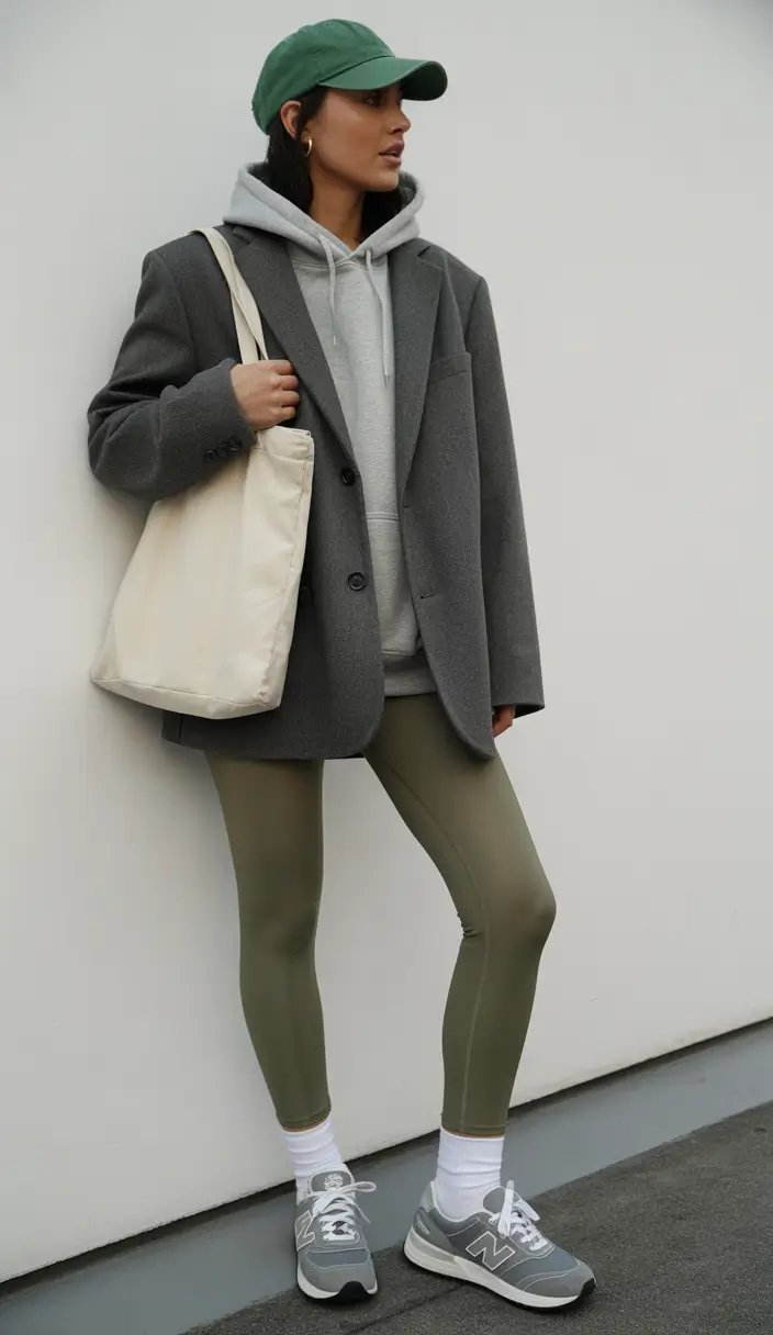 24 chic leggings outfit spring 2026 Grey Layers for Everyday Momentum