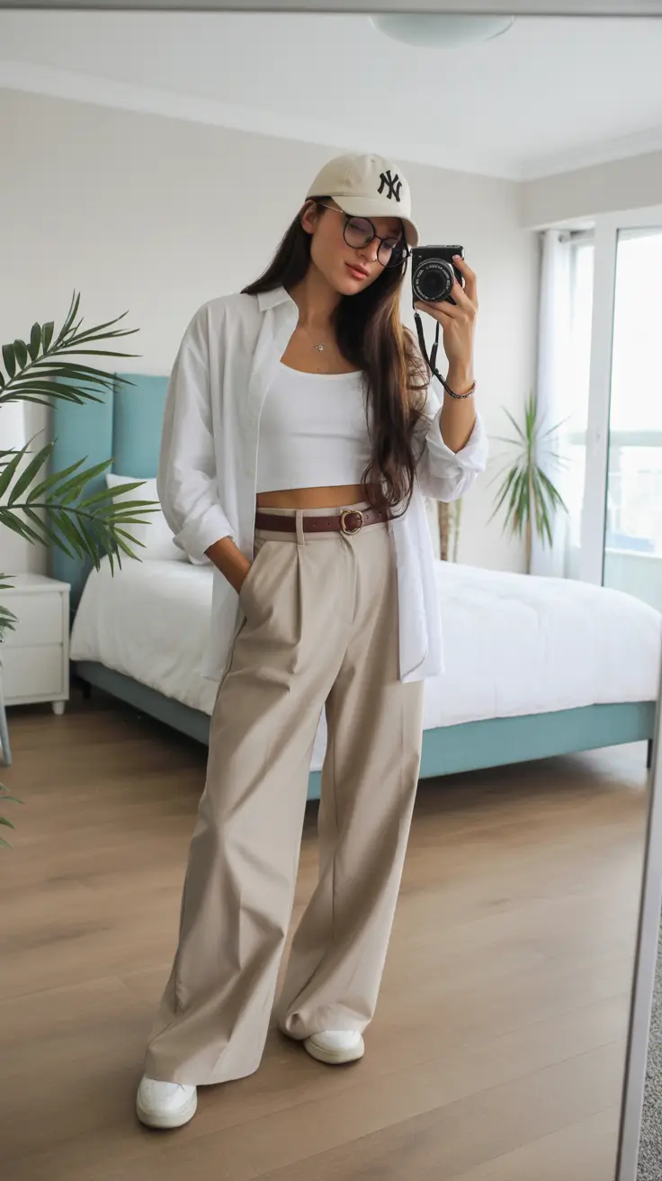 midsize spring outfits Relaxed Monochrome With a Sporty Touch