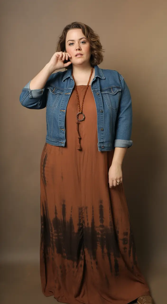 midsize spring outfits Warm Neutrals and Relaxed Denim Harmony