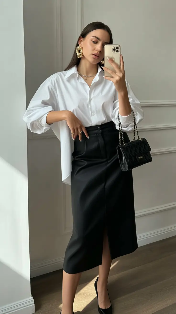 spring fashion outfits Crisp White and Black With Modern Femininity