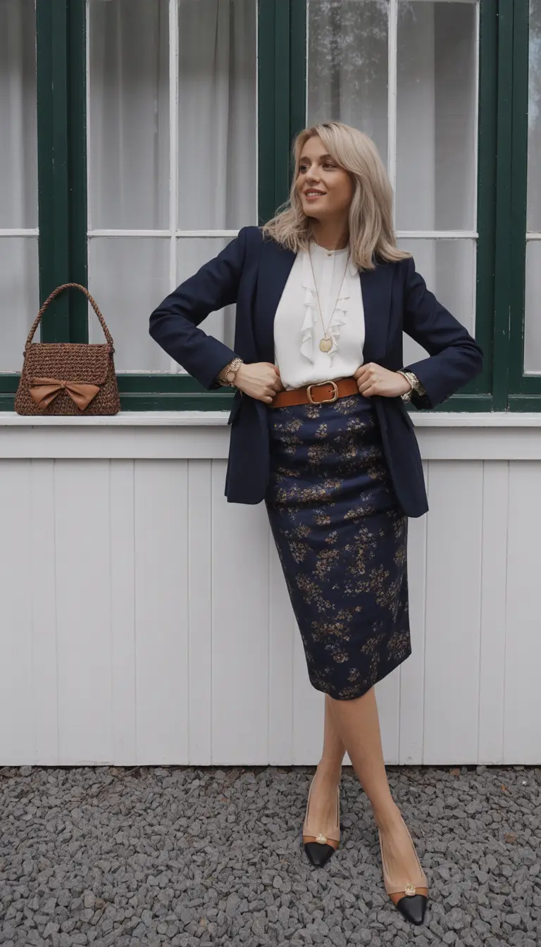 spring fashion outfits Classic Blazer and Skirt With Grown-Up Charm
