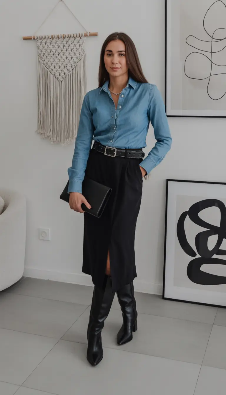 spring fashion outfits Clean Denim and Black for Sharp Spring Balance