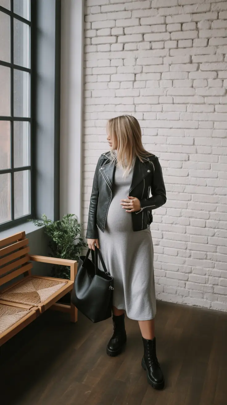 spring outfit for pregnant women Soft Gray With a Slightly Edgy Mood