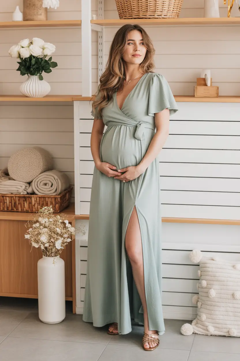 spring outfit for pregnant women Romantic Wrap Dress With Soft Movement