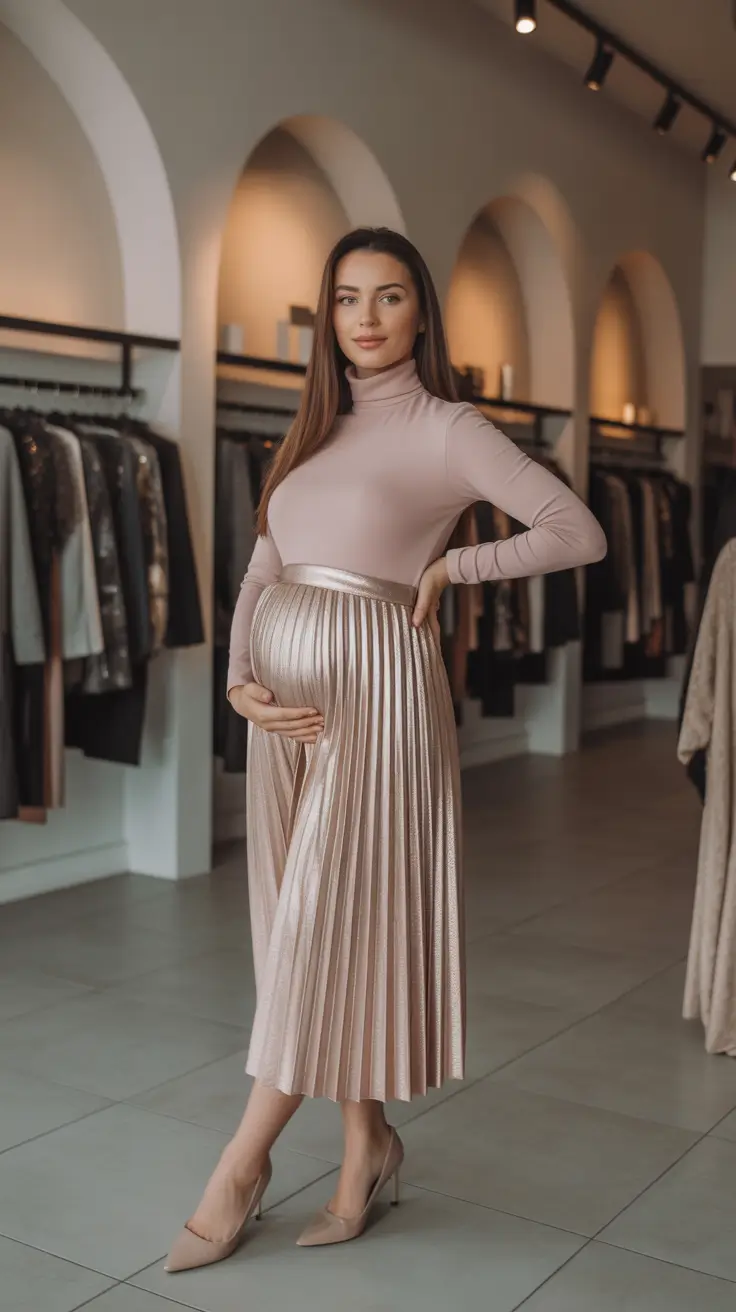 spring outfit for pregnant women Modern Boutique Chic With Subtle Shine