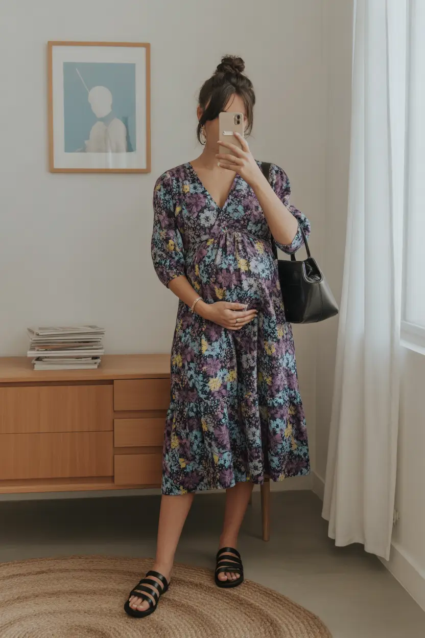 spring outfit for pregnant women Romantic Florals That Still Feel Real
