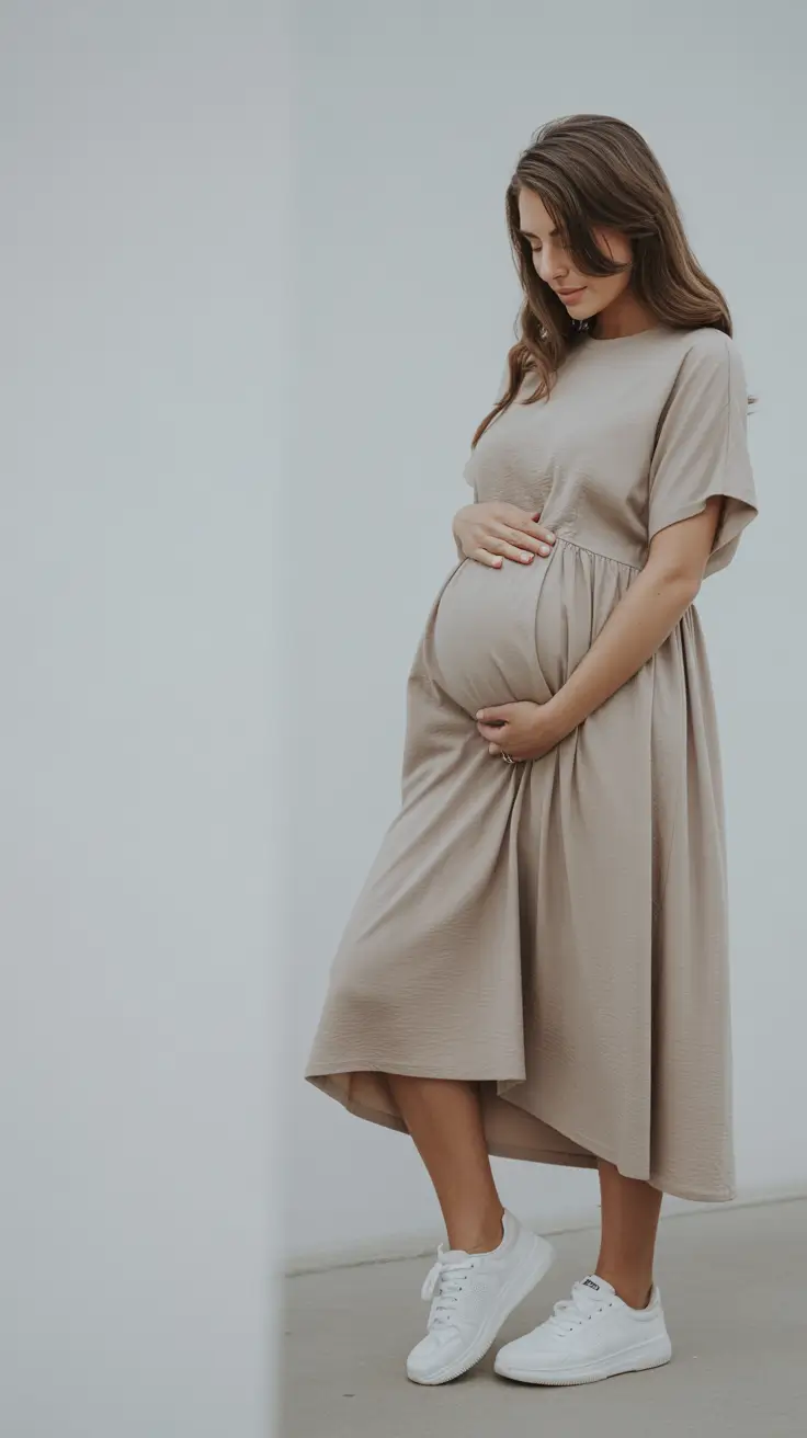 spring outfit for pregnant women Soft Neutrals for Everyday Movement
