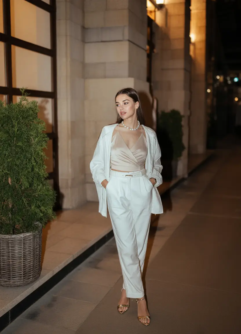 spring outfits 2026 trends Soft Neutrals for After-Dark Ease