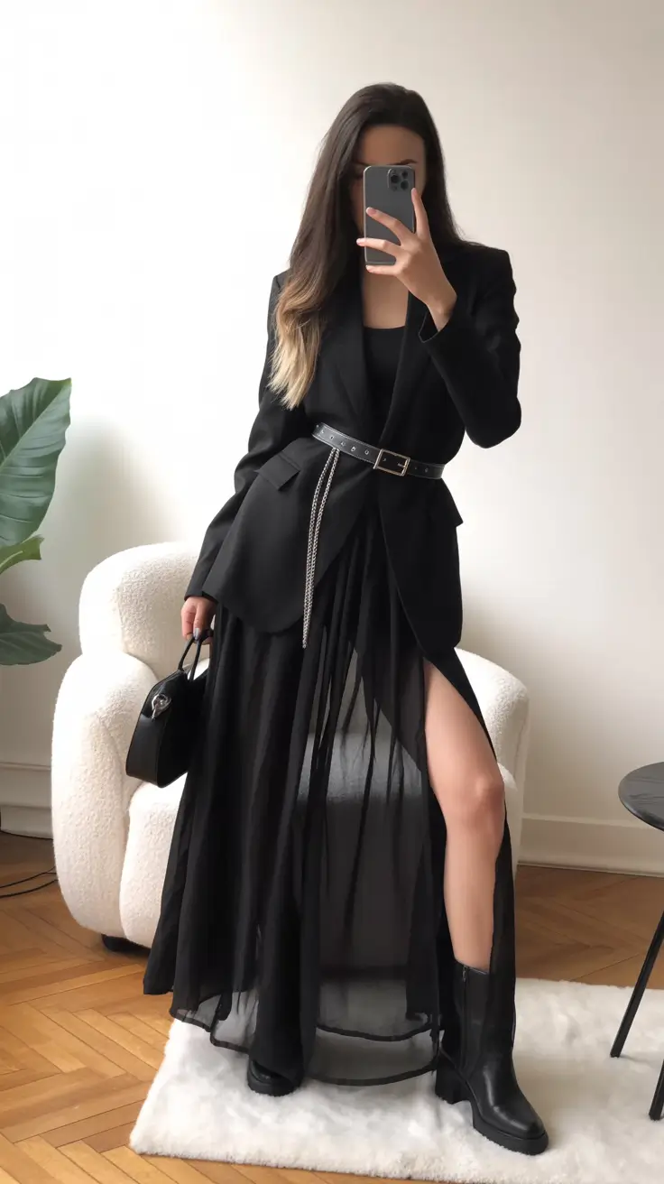 spring outfits 2026 trends Sheer Drama With Tailored Authority