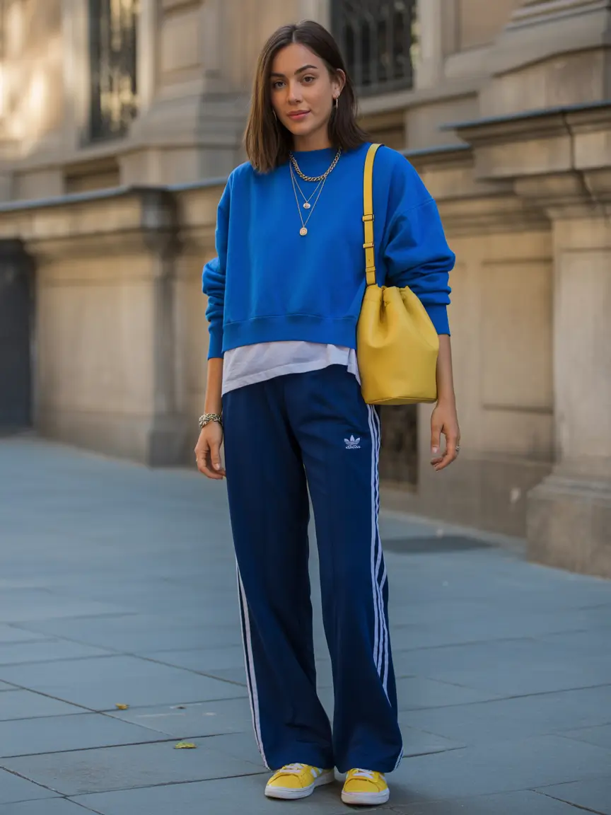 spring sport outfits for women Bold Blue Layers With a Sporty Urban Mood