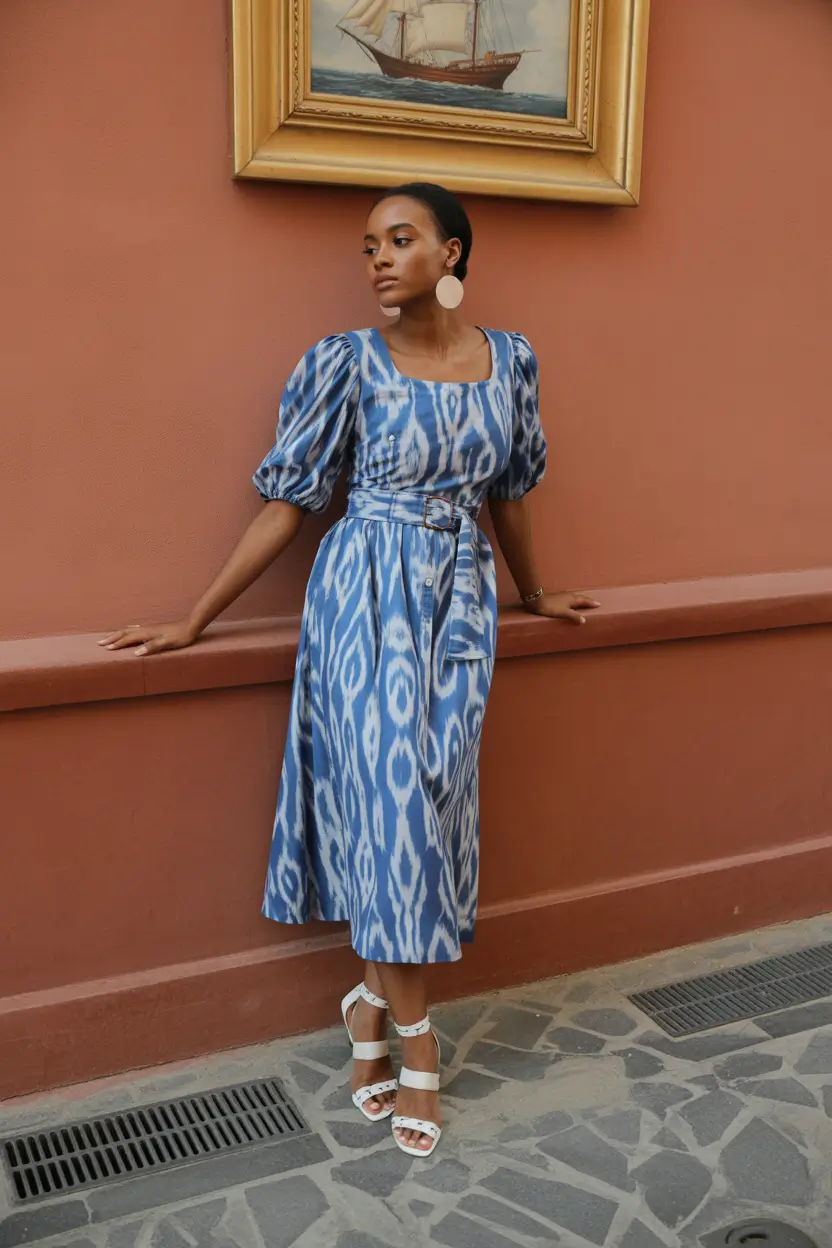 Spring vacation outfits Printed Midi Dresses for Artful European Afternoons