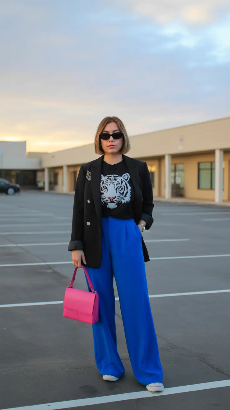 Spring vacation outfits Bold Contrast for Modern Spring Confidence