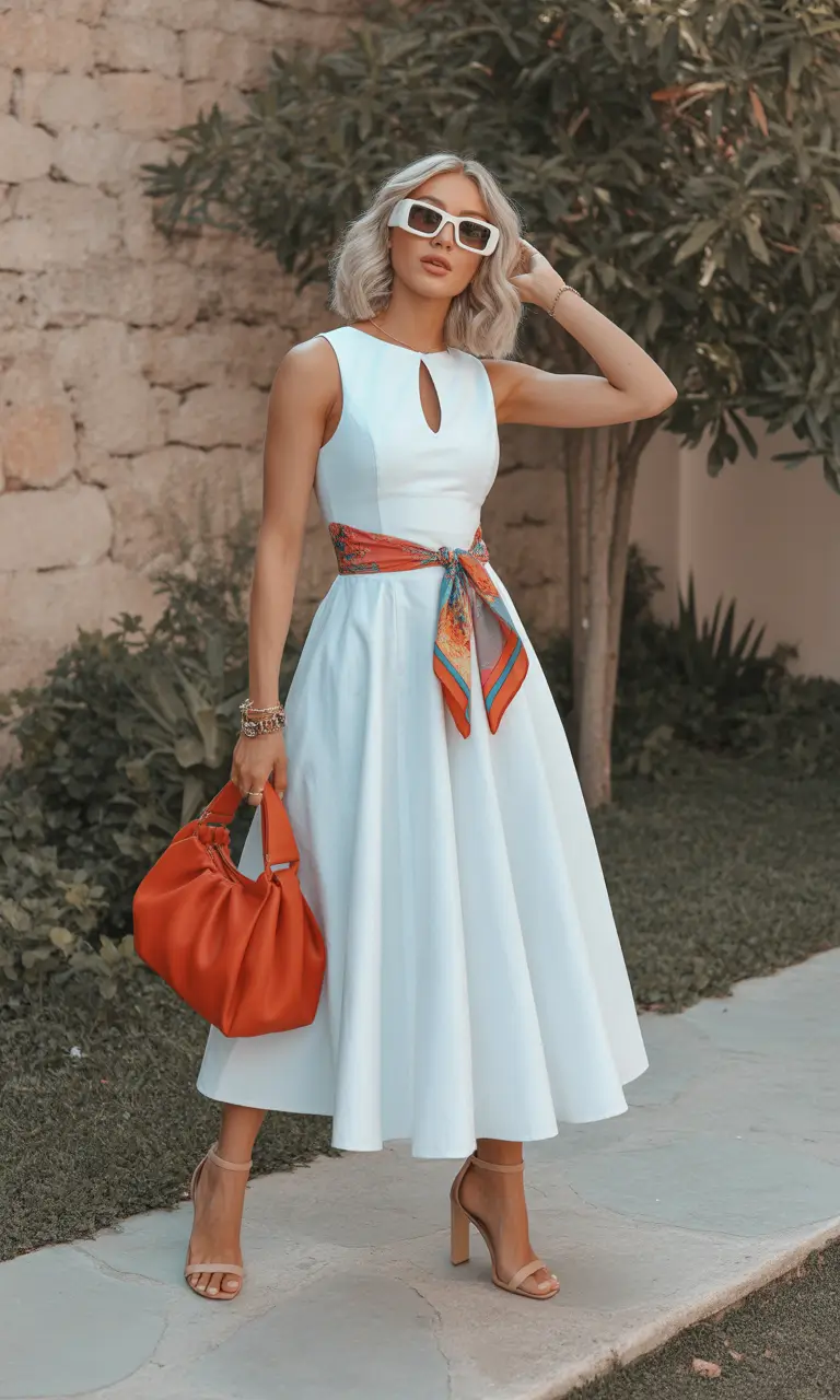 italy outfits spring A Sculpted Midi Dress with a Playful Twist