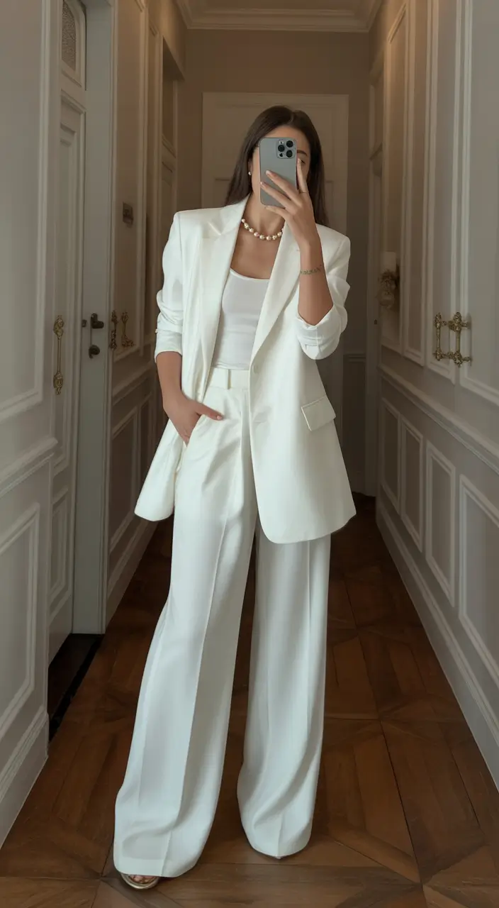 Spring formal outfits All-White Power Dressing With Soft Confidence