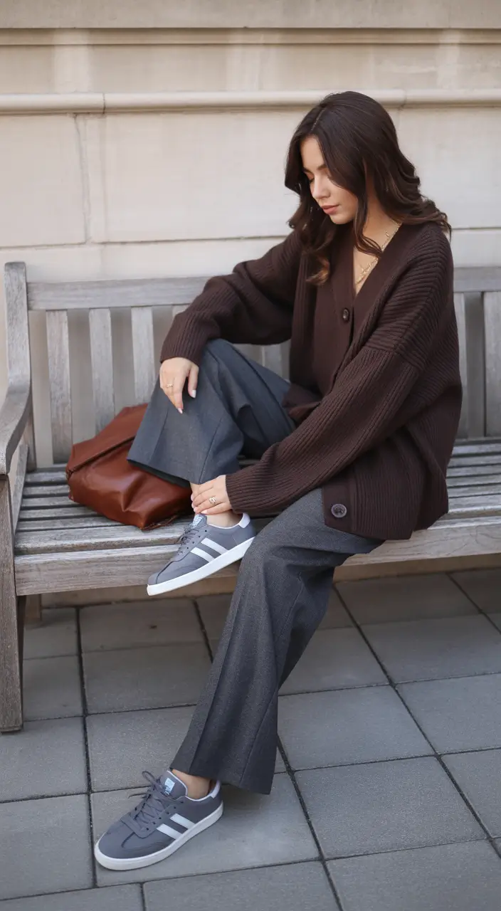 sneakers spring outfit Soft Brown Layers with Classic Balance