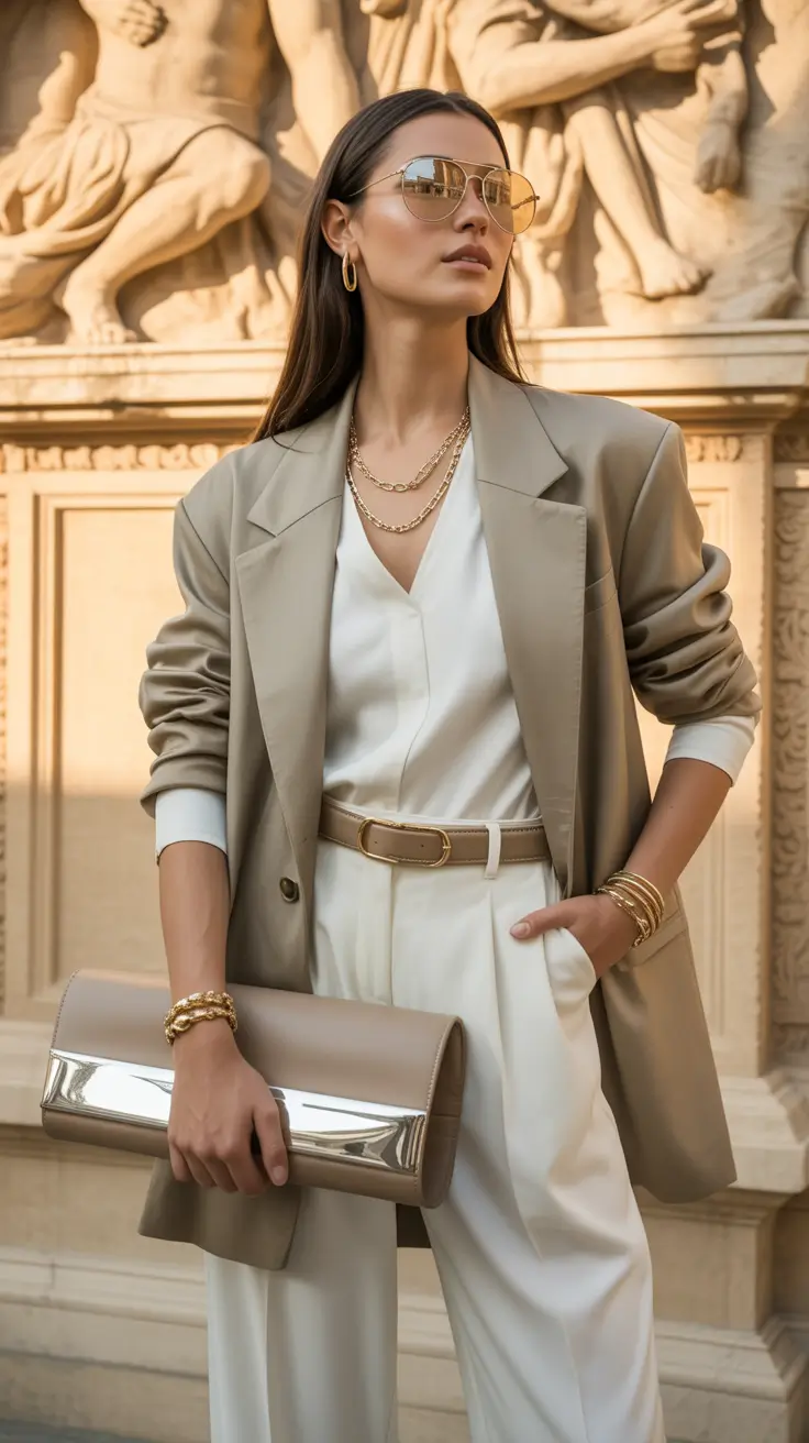 old money spring outfits Warm Beige Layers with European Elegance