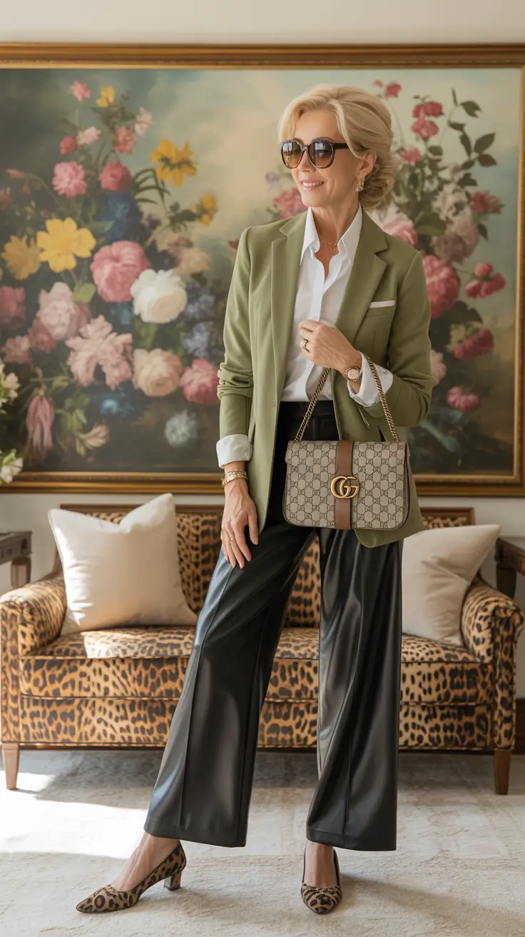 Spring Dressing Over 50 Tailored Green as a New Neutral