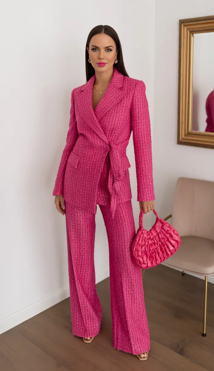 spring going out outfits Bold Pink Tailoring for Statement Nights