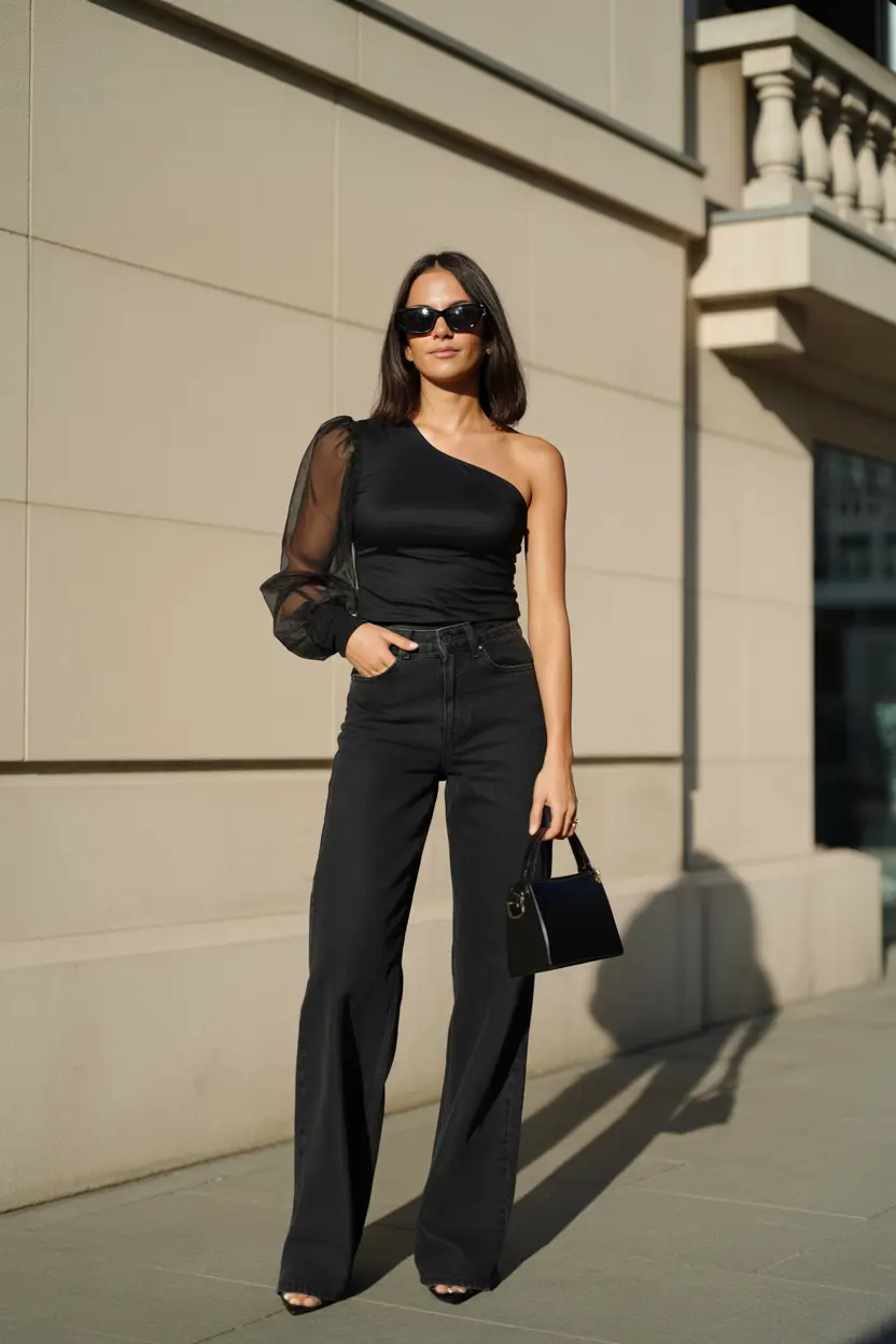 spring going out outfits All-Black Confidence for Chilly City Nights
