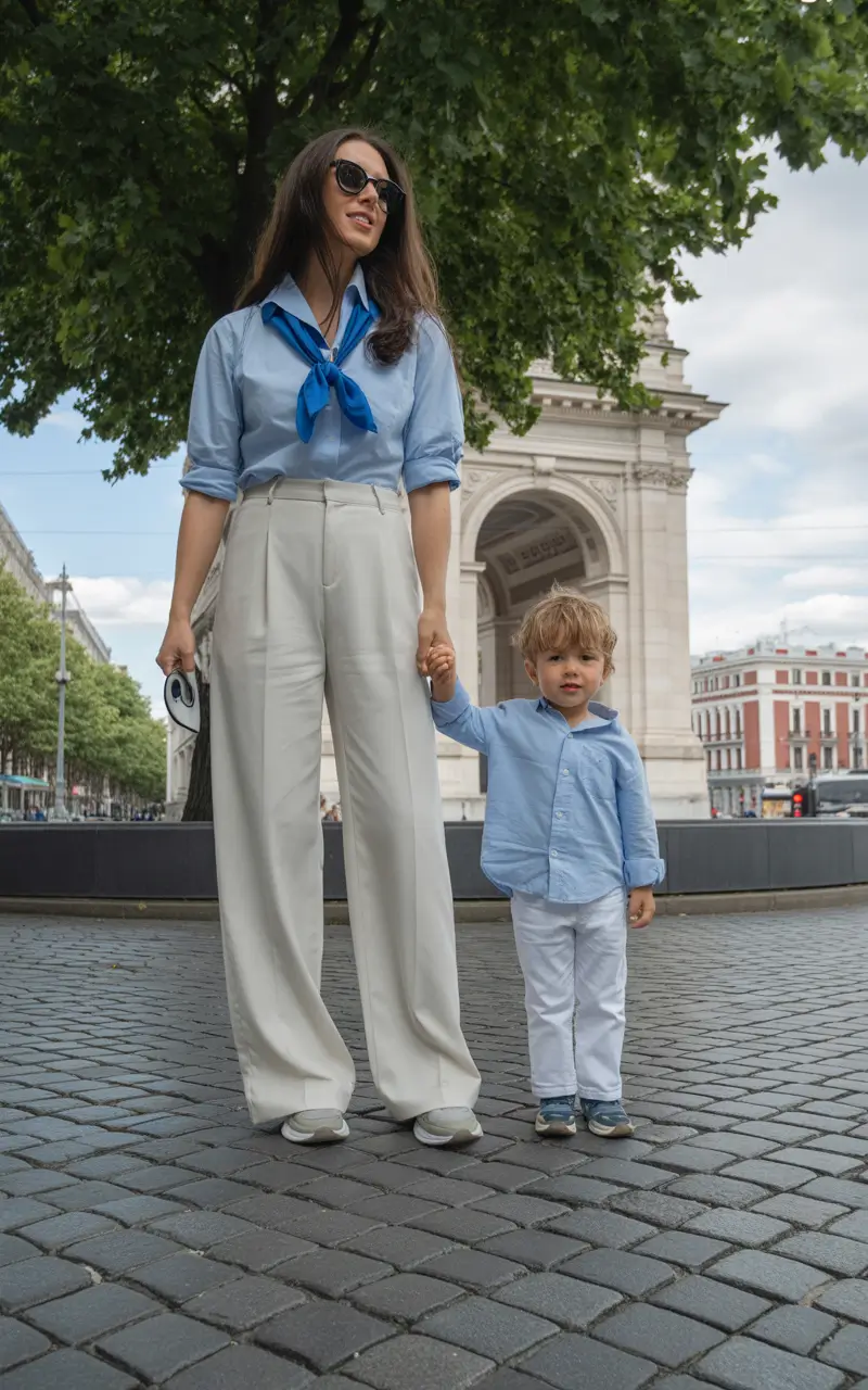 spring mom outfits Classic Shirt and Wide-Leg Trousers Timeless Spring Days