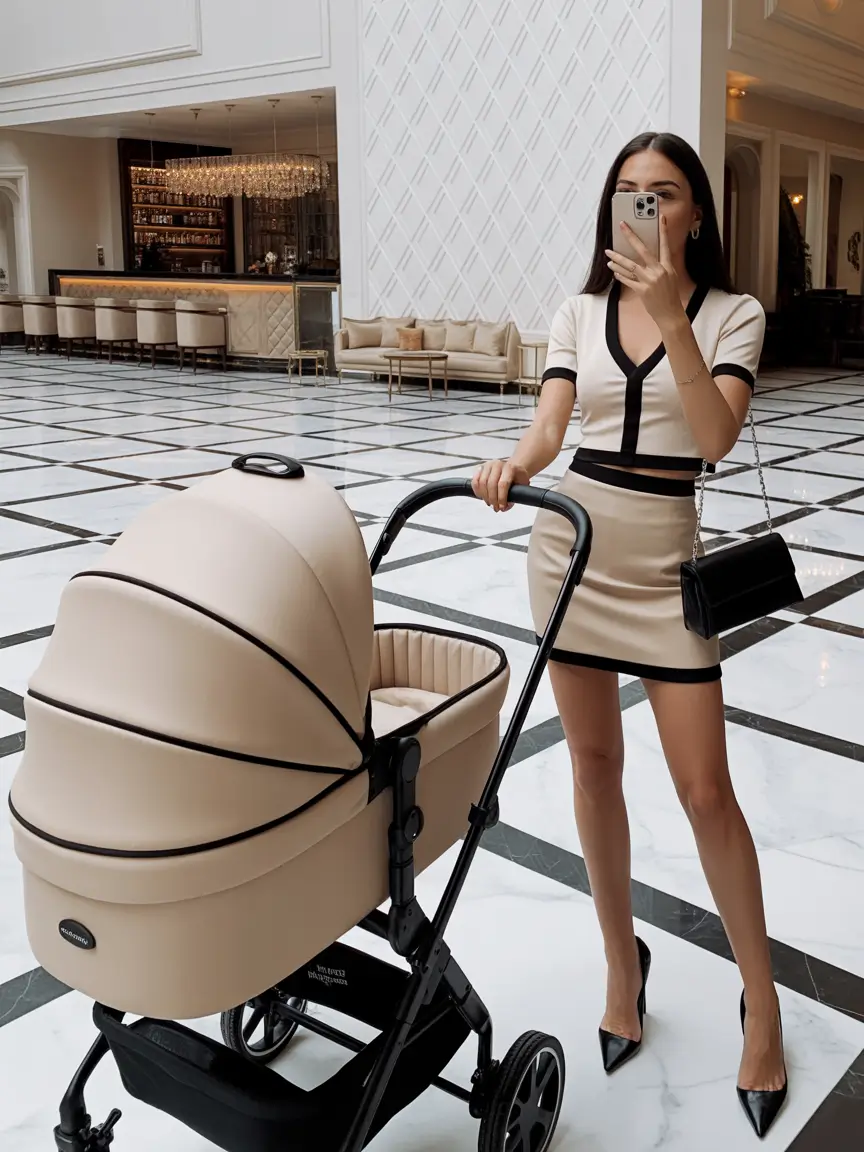 spring mom outfits Classic Coffee Walk Look With Soft Neutrals