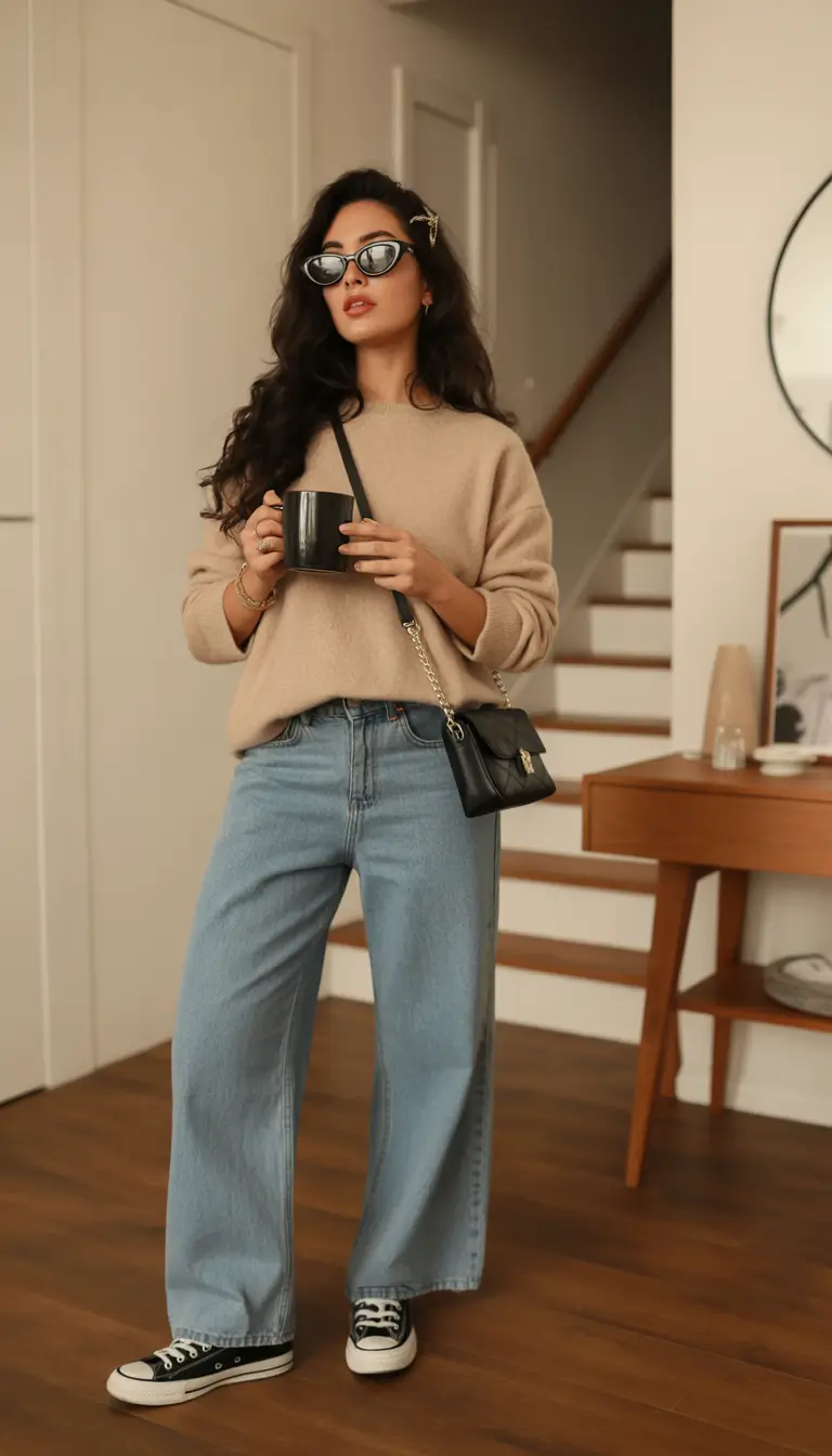 spring mom outfits Relaxed Knitwear Jeans