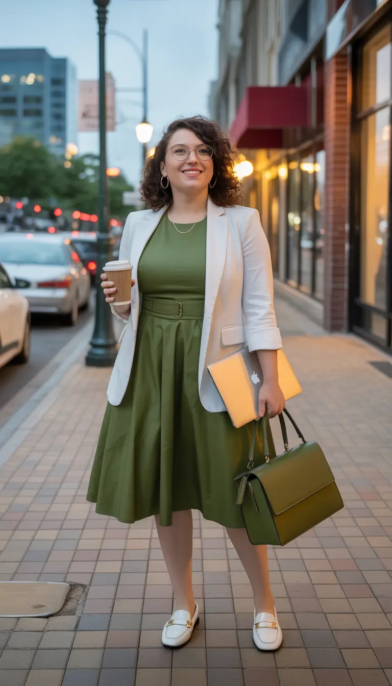 Spring Outfits for Women Over 30 Green Business Casual Look