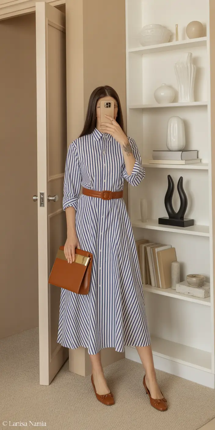 Spring Outfits for Women Over 30 Classic Striped Dress