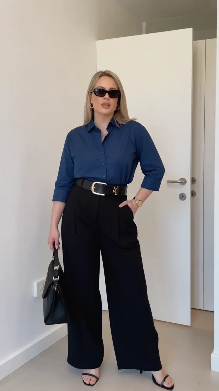 Spring Outfits for Women Over 40 Structured Black and Blue