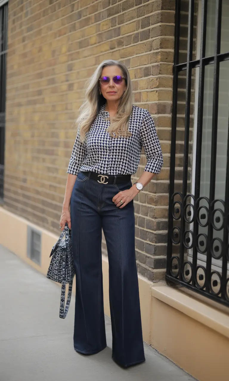 Spring Outfits for Women Over 40 Graphic Denim Look