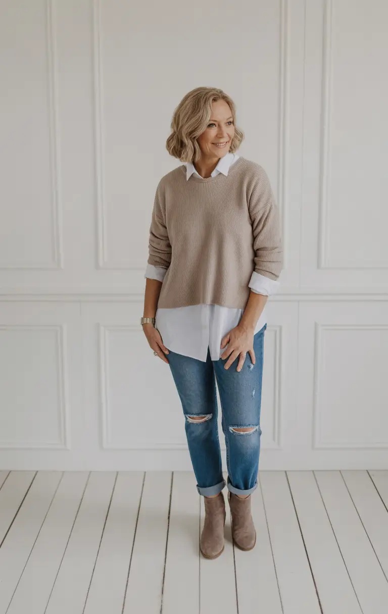 Spring Outfits for Women Over 40 Soft Layers and Denim