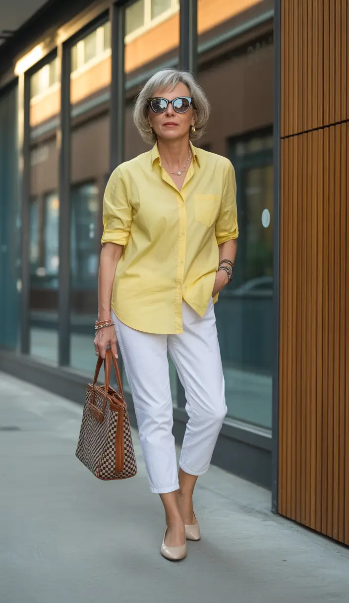 Spring Outfits for Women Over 50 Casual Yellow Style