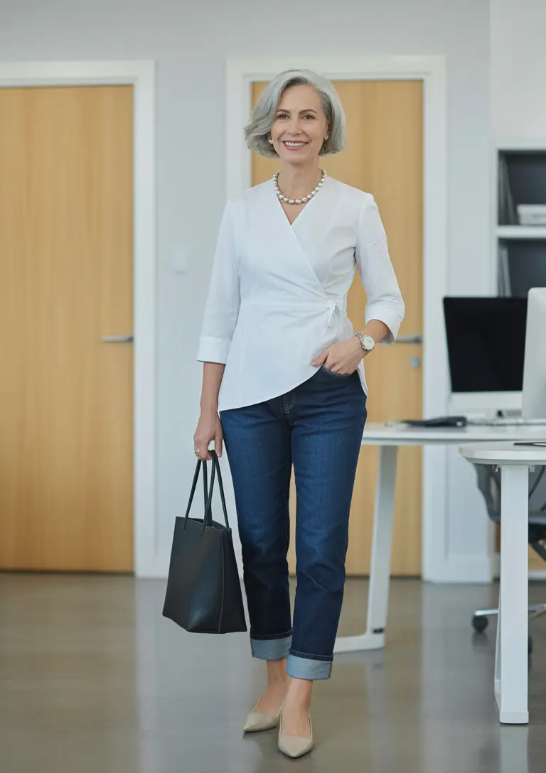Spring Outfits for Women Over 60 Refined Denim for the Modern Workplace