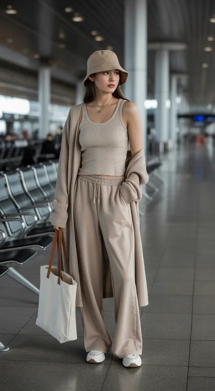 Spring travel outfits Soft Monochrome Neutrals with a Relaxed Silhouette