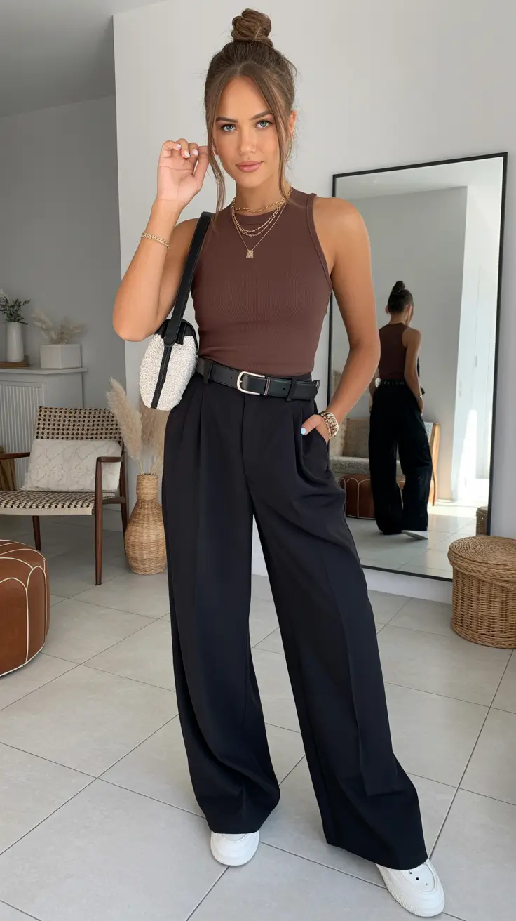 Spring travel outfits Tailored Contrast for Confident City Arrivals