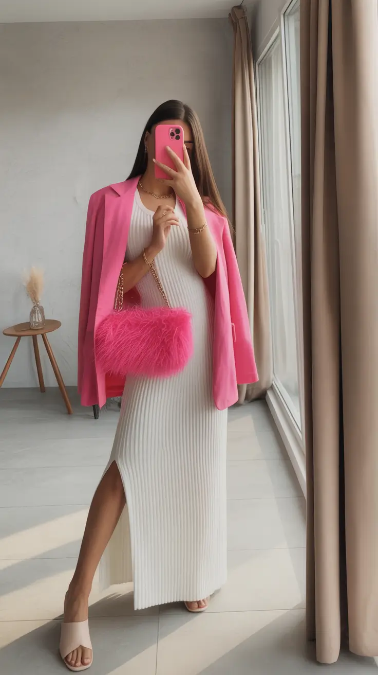 spring wedding outfit Playful Pink Layers With a Modern Twist