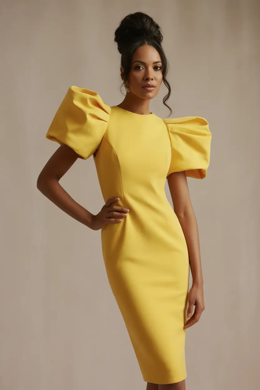 spring wedding outfit Sunny Yellow Statement With Sculptural Sleeves