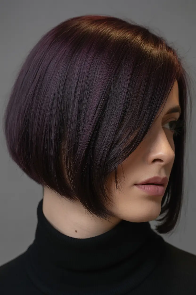 February Haircut Ideas Deep Wine Bob With Precision Lines