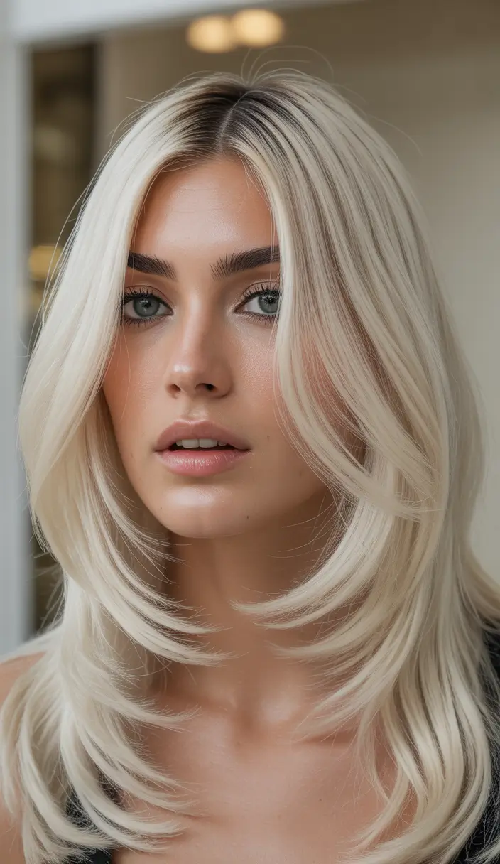 February Haircut Ideas Ultra Light Blonde Layers With Airy Volume