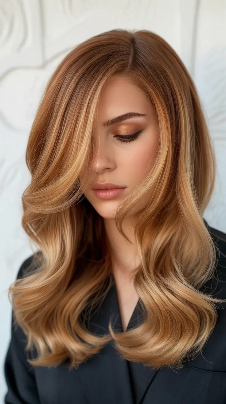 February Haircut Ideas Warm Caramel Waves With Long Side Layers