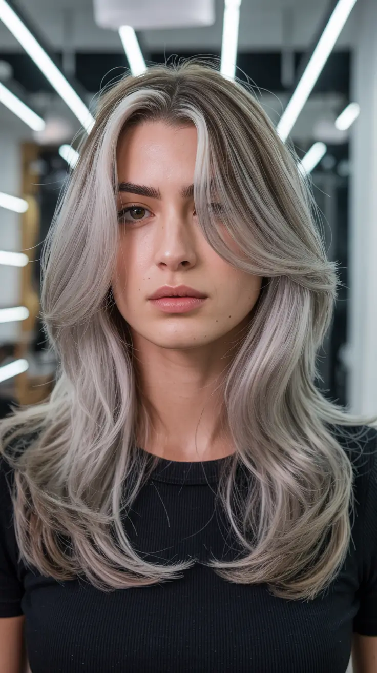 February Haircut Ideas Cool Ash Blowout With Structured Layers