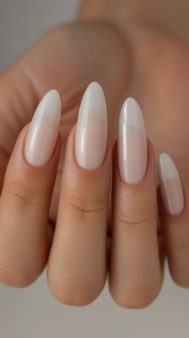 February nails Milky White Almond Nails for a Clean February Reset