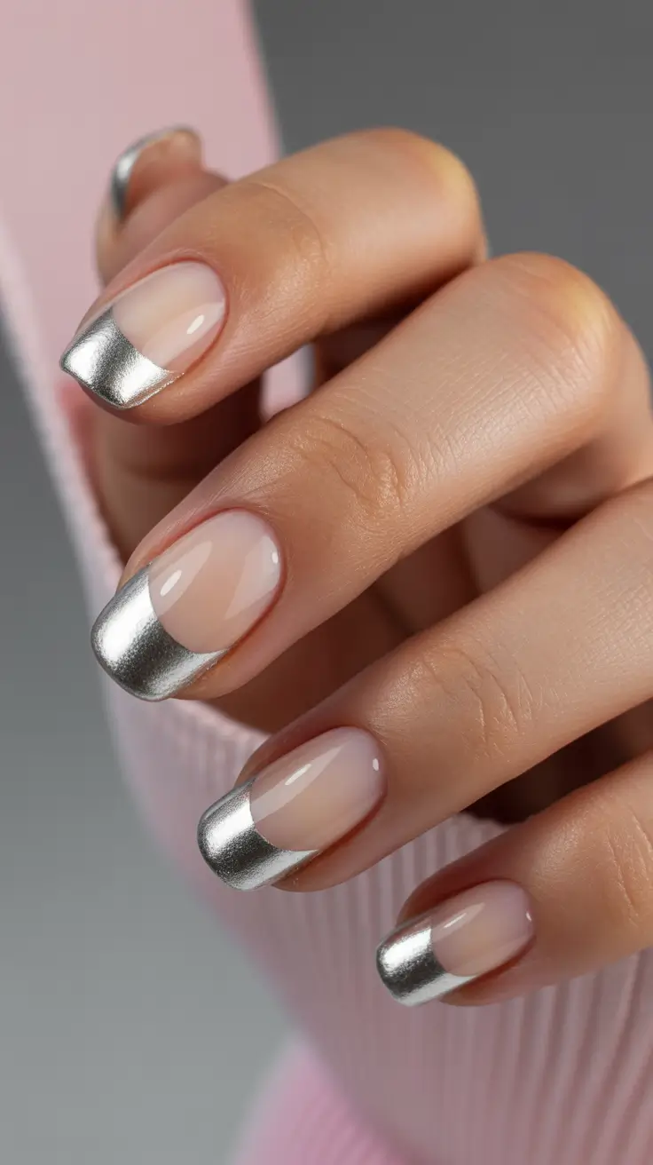 February nails Silver French Tips That Feel Clean Not Cold