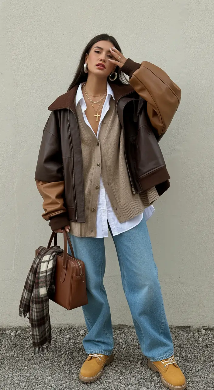 February outfits Layered Neutrals With a City-Girl Backbone